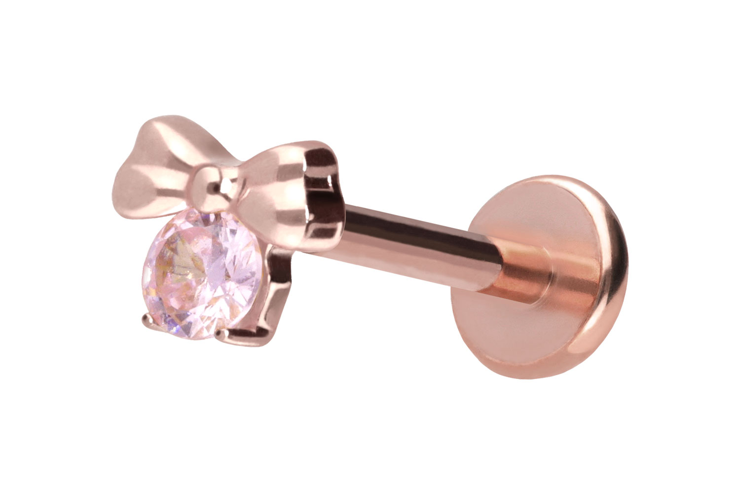 Titan Labret Piercing mit Push Fit SCHLEIFE + KRISTALL